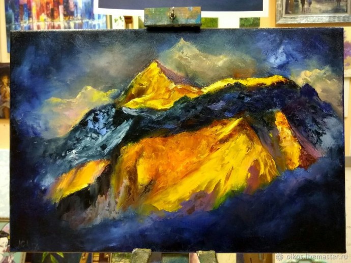 Картина маслом на холсте на тему сказочного мира гор и зимних грез: часть 2