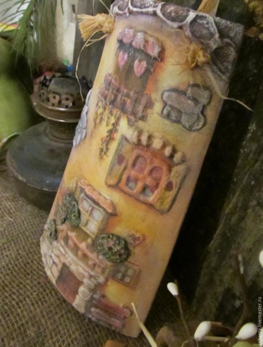 Объёмный декупаж на черепице "Маленькие домики": часть 5