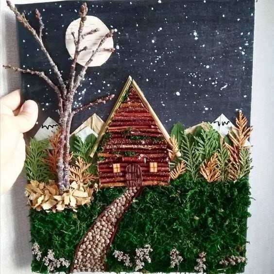 Лесные пейзажи из натуральных материалов