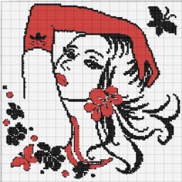 ​Вышиваем красоток в красно-черной гамме