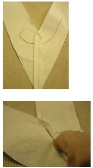 Обработка V-образного выреза обтачкой без шва и обтачкой со швом