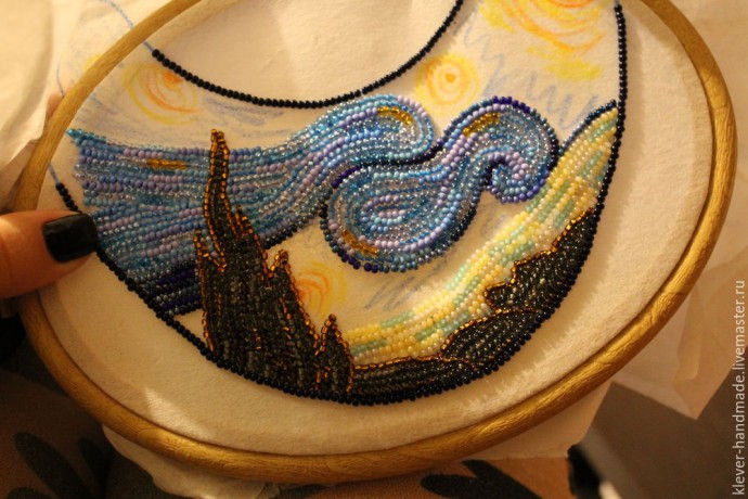 ​Создаем колье из бисера "Звездная Ночь": часть 3