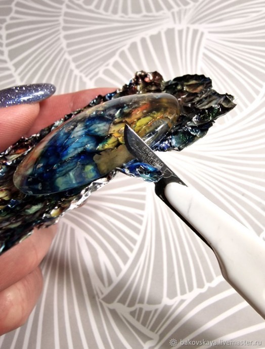 Создание подложки "Вдохновение лабрадоритом" для стеклянного кабошона: часть 2