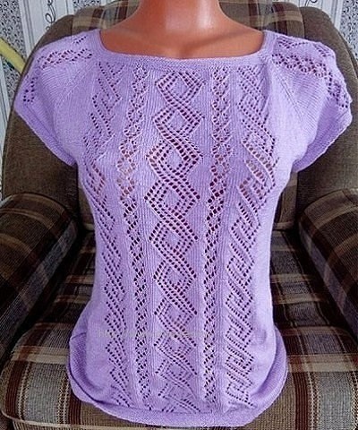 ​Летний пуловер с коротким рукавом реглан