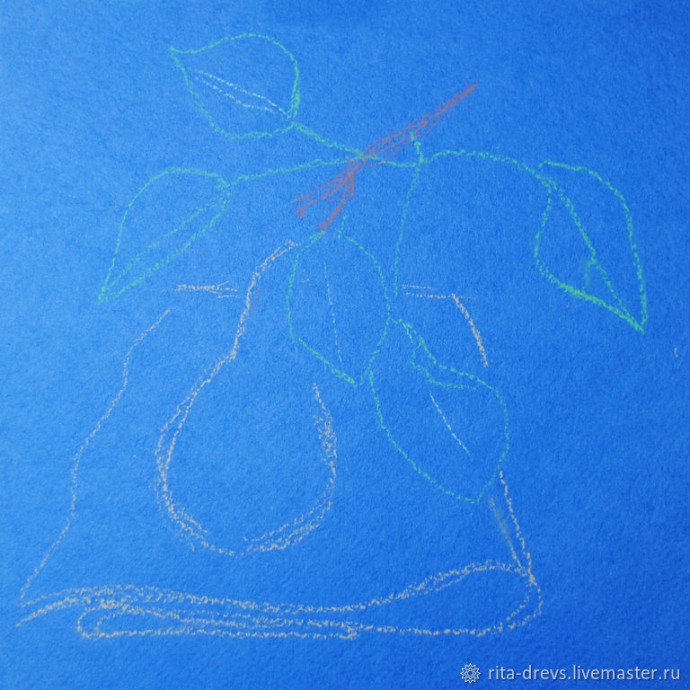 ​Рисование пастелью осенней груши: часть 1