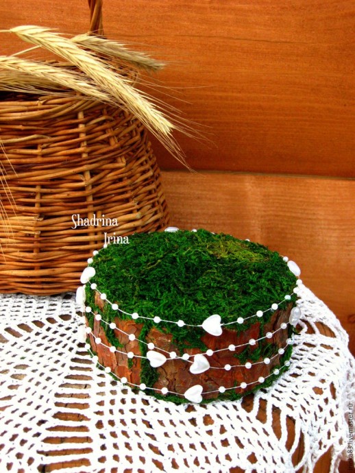 Делаем оригинальную подушечку для обручальных колец с применением природных материалов