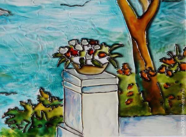 Средиземноморский пейзаж в витражной технике: часть 3