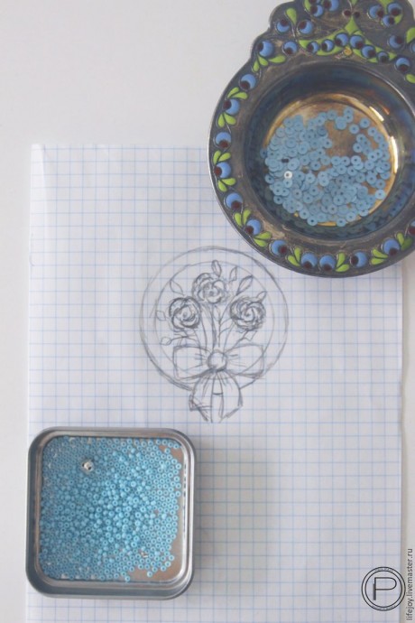 ​Вышиваем брошь нитками, бисером и пайетками: часть 1