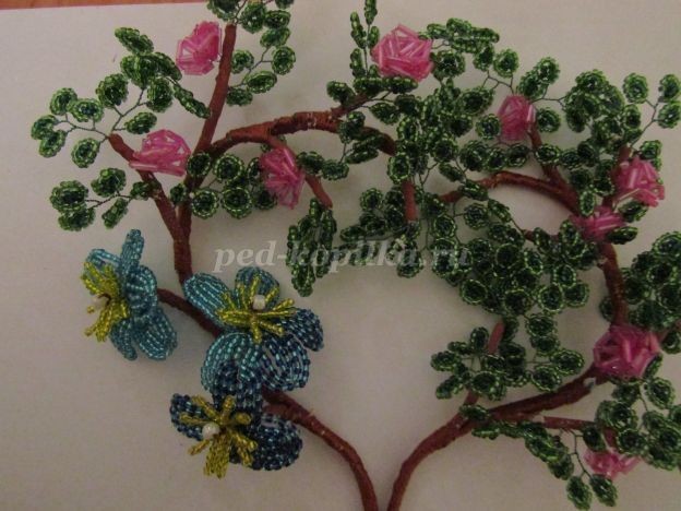 Как сделать дерево любви из бисера своими руками: мастер-класс, часть 4