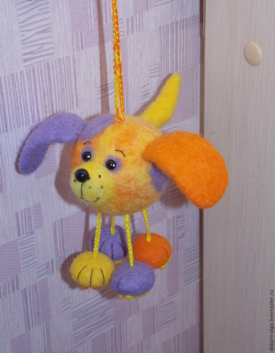 Позитивный пёс Шарик, выполненный в технике сухого и мокрого валяния: часть 5 Позитивный пёс Шарик, выполненный в технике сухого и мокрого валяния: часть 5