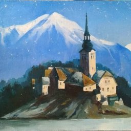 Пишем маслом на холсте картину с пейзажем