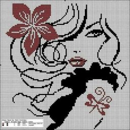 Вышиваем девушек в красно-черной гамме