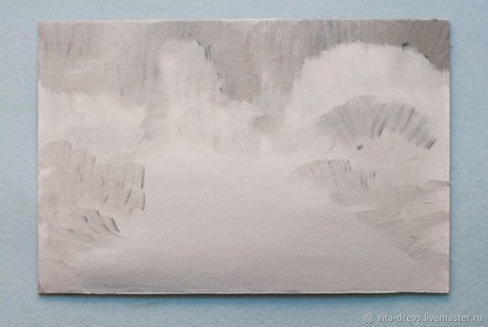 Пишем маслом миниатюру "Зимняя сказка": часть 1 Пишем маслом миниатюру "Зимняя сказка": часть 1