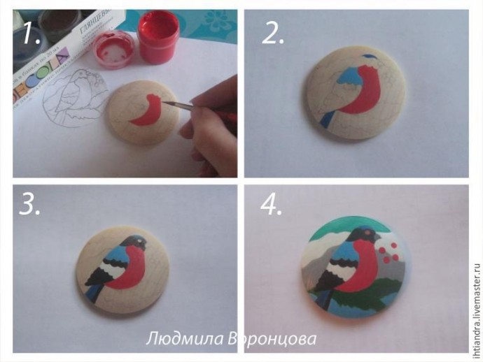 Создание кулона с росписью "Снегирь": часть 1
