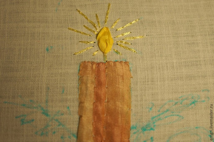 Вышиваем лентами композицию со свечой Вышиваем лентами композицию со свечой