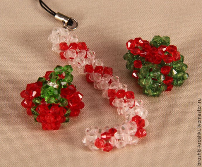 ​Плетём из бисера симпатичные новогодние сувениры: часть 2