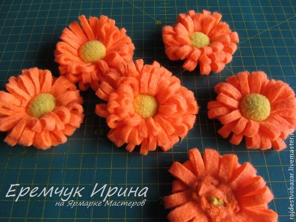 Создаём солнечный букетик календулы из фетра или флиса: часть 1