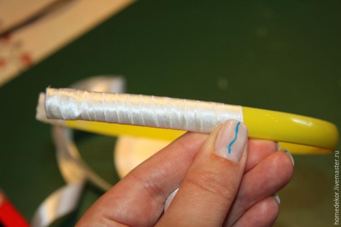 Декорируем ободок для волос "Нежная роза"