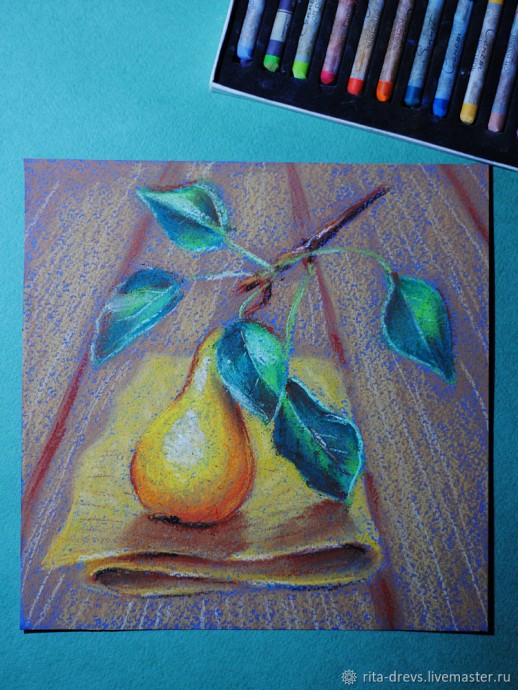 ​Рисование пастелью осенней груши: часть 1