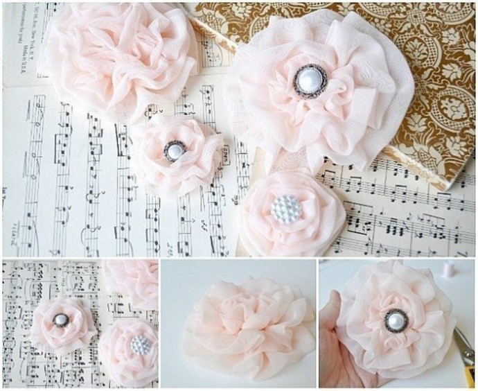 Цветы из лёгкой полупрозрачной ткани
