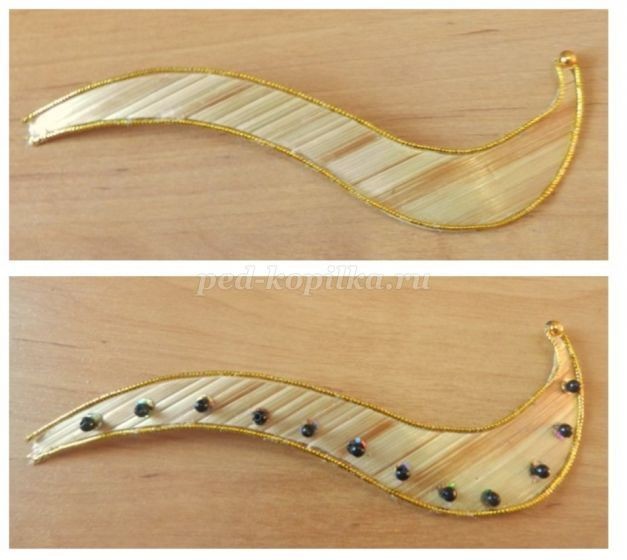 Декоративное панно "Жар-птица" из соломки: часть 5