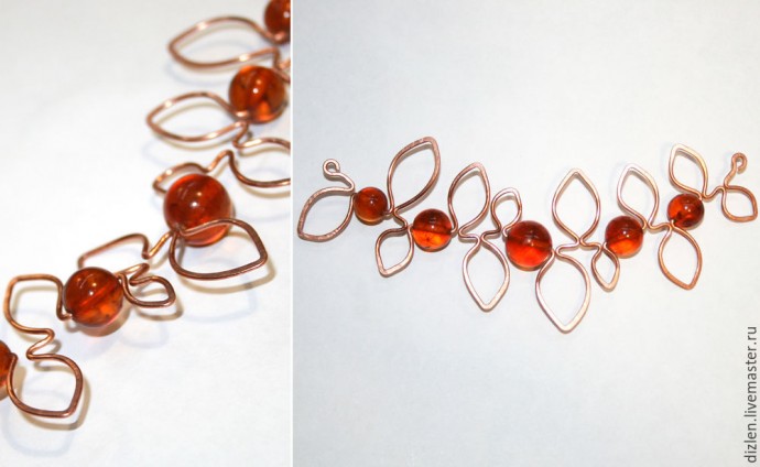 ​Делаем украшение из старых бус "Осенние листочки": часть 2