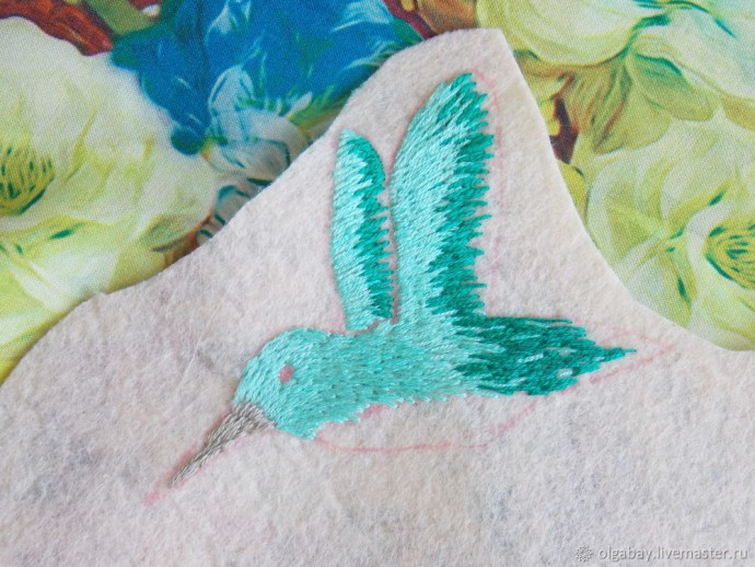 ​Брошь бирюзовая колибри: сочетание вышивки и бисера, часть 1