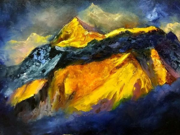 ​Картина маслом на холсте на тему сказочного мира гор и зимних грез: часть 2