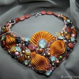 Мастер-класс по созданию колье с лентой шибори "Богатые краски осени": часть 2