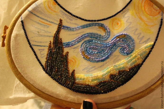 ​Создаем колье из бисера "Звездная Ночь": часть 3