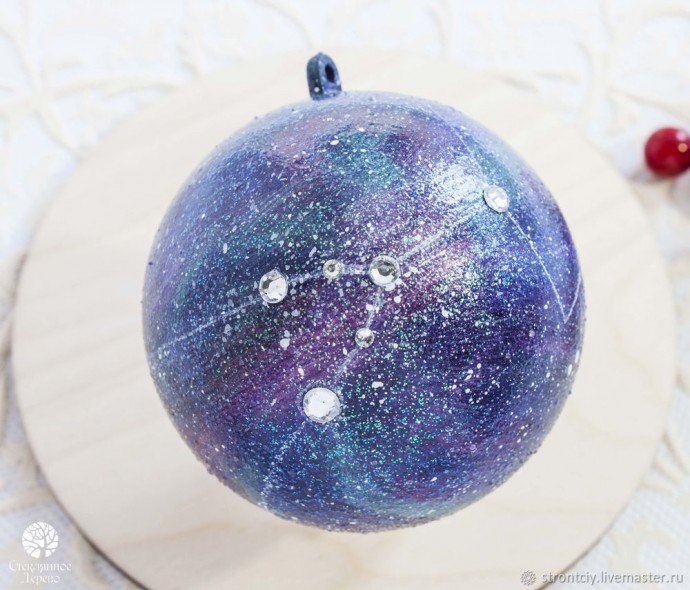 ​Декорируем елочный шар "Созвездие Тельца (Быка)": мастер-класс, часть 2