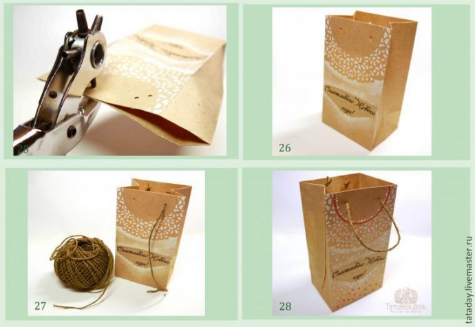 ​Делаем новогодний крафт-пакет с биркой-поздравлением: часть 1