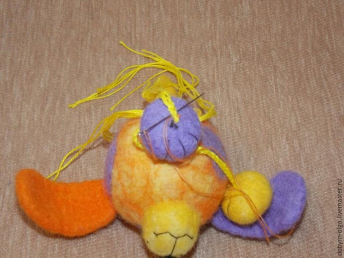 Позитивный пёс Шарик, выполненный в технике сухого и мокрого валяния: часть 4 Позитивный пёс Шарик, выполненный в технике сухого и мокрого валяния: часть 4