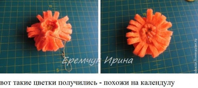 Создаём солнечный букетик календулы из фетра или флиса: часть 1