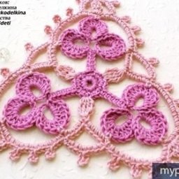 ​Вязание крючком треугольного ажурного мотива