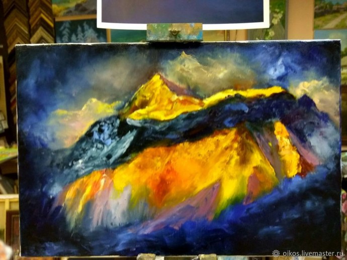 Картина маслом на холсте на тему сказочного мира гор и зимних грез: часть 2