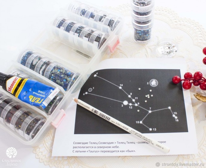 ​Декорируем елочный шар "Созвездие Тельца (Быка)": мастер-класс, часть 2