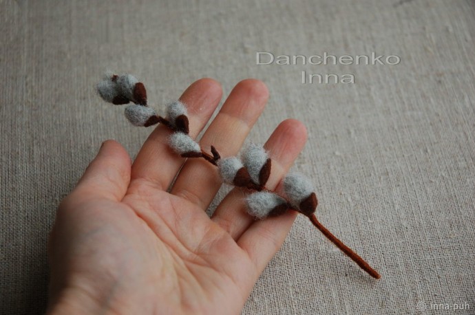 Создаем нежную веточку вербы из шерсти: часть 3 Создаем нежную веточку вербы из шерсти: часть 3