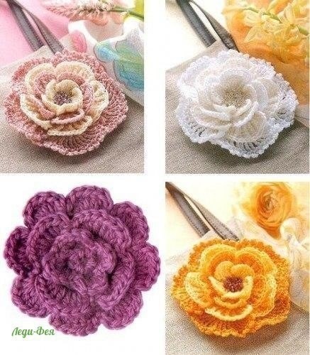 ​Вязаные розочки