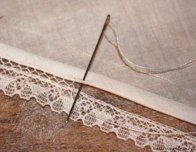 Красивый способ соединения ткани и кружева