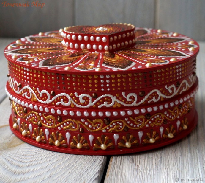 Процесс создания оригинальной шкатулки в технике контурной росписи: часть 4