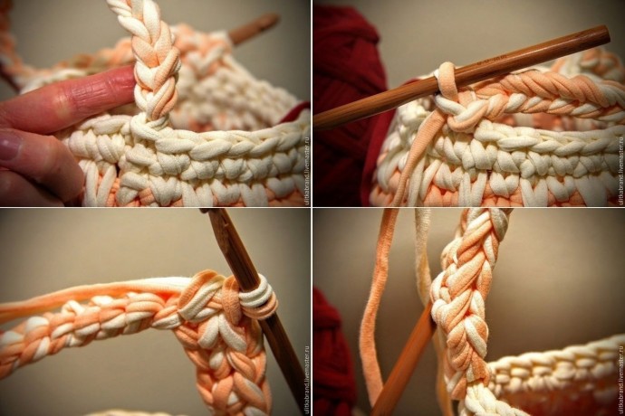 Вяжем крючком корзинку из трикотажной пряжи