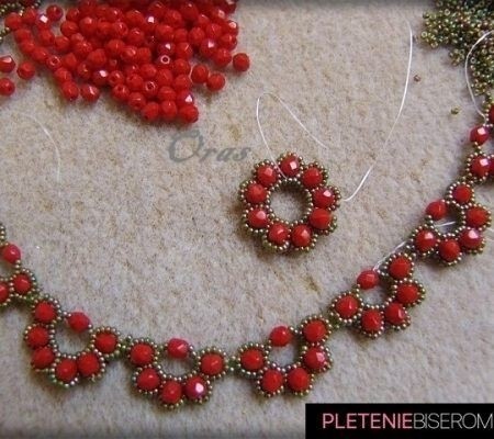 Колье "Барбара" с красными бусинами