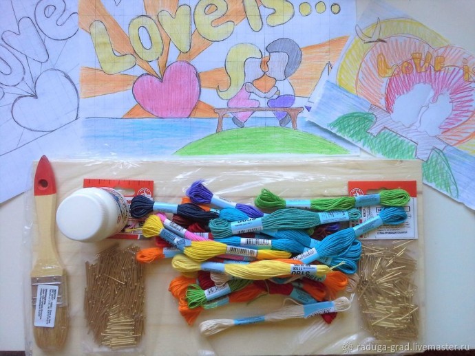 Картина в технике String Art на День всех влюбленных: часть 1