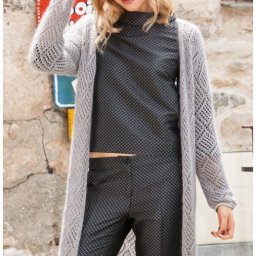 Легкий кардиган с ажурными ромбами