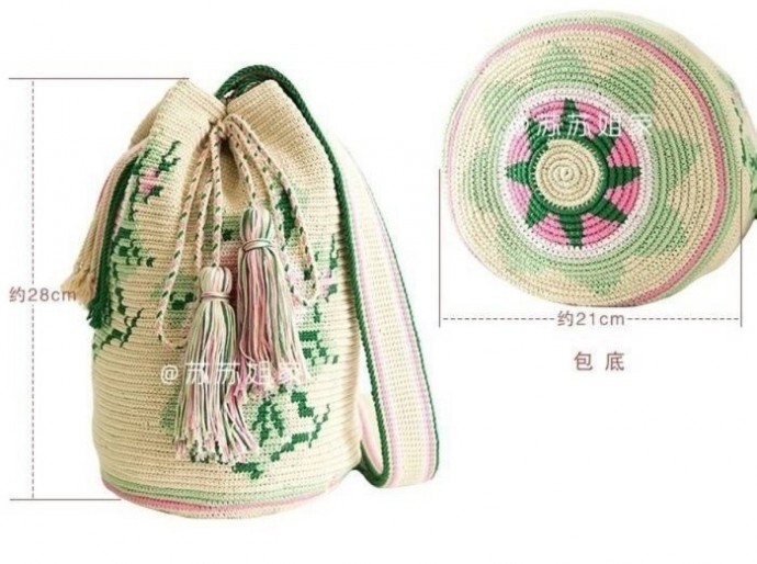 ​Вяжем крючком сумку-котомку