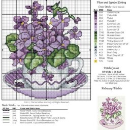 ​Вышиваем крестиком фиалки