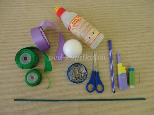 ​Фантазийный цветок из атласных лент: часть 1