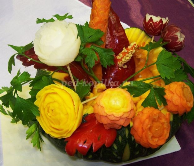 Композиция из овощей "Цветочный калейдоскоп": часть 2