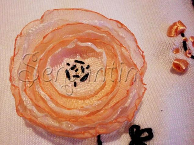 Декорирование джемпера цветами и лентами Декорирование джемпера цветами и лентами